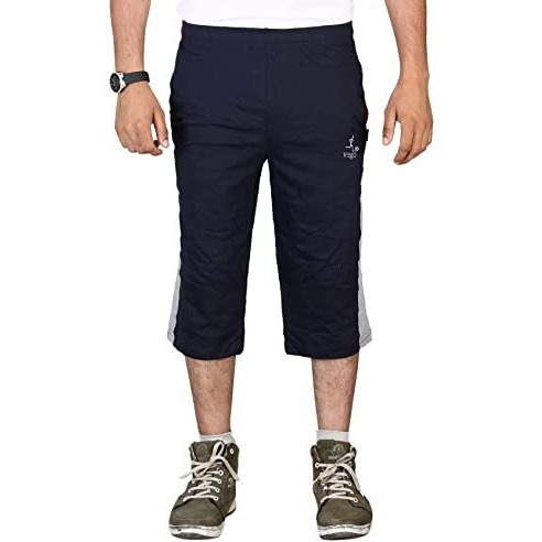 Vego Mens Cotton Three By Fourth High Rise Capri, Navy Regular