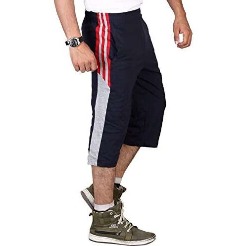 Vego Mens Cotton Three By Fourth High Rise Capri, Navy Regular