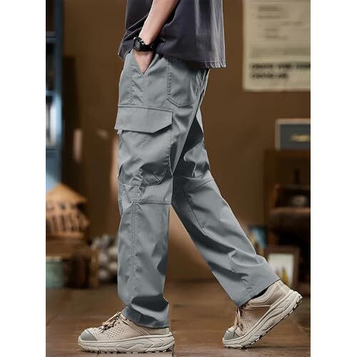 Lymio Men Cargo || Men Cargo Pants || Men Cargo Pants Cotton || Cargos For Men (Cargo-112-Grey-L)