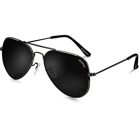 Elegante Classic Hd Polarized Aviator Sunglasses For Men & Women, 100% Uv Protected, Lightweight Copper Frame (Black, Medium)