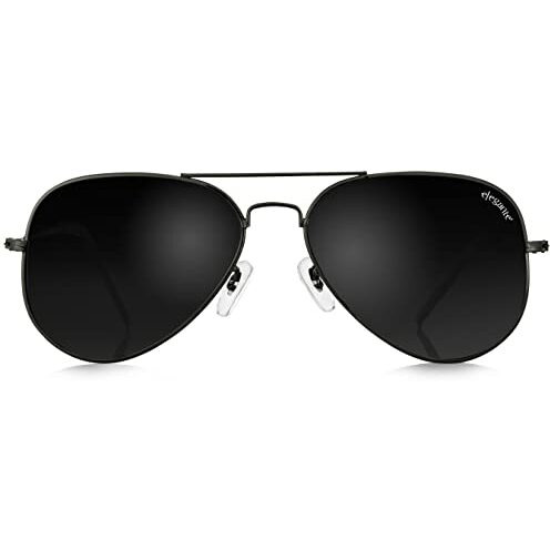 Elegante Classic Hd Polarized Aviator Sunglasses For Men & Women, 100% Uv Protected, Lightweight Copper Frame (Black, Medium)