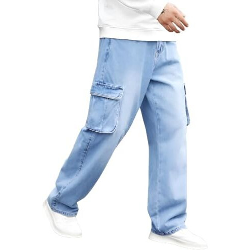 Ben Martin Men's Cargo || Men Cargo Pants || Men Cargo Pants Denim || Loose Pant For Men || Light Blue Cargos For Men Size 34