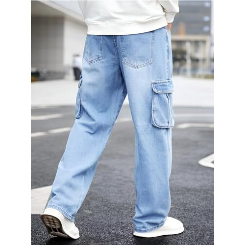 Ben Martin Men's Cargo || Men Cargo Pants || Men Cargo Pants Denim || Loose Pant For Men || Light Blue Cargos For Men Size 34