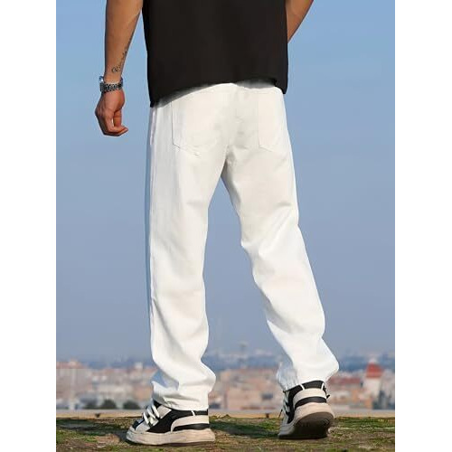 Ben Martin White Men Jeans || Wide Leg Jeans For Men || Loose Jeans For Men || Baggy Jeans For Men, 34