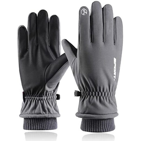 Zibuyu Cycling Winter Gloves For Men Women Bike Riding Gloves Touch Screen Finger Microfiber Anti-Slip Design Windproof Waterproof Snow Ski Gloves Hand Gloves (Grey), One Size