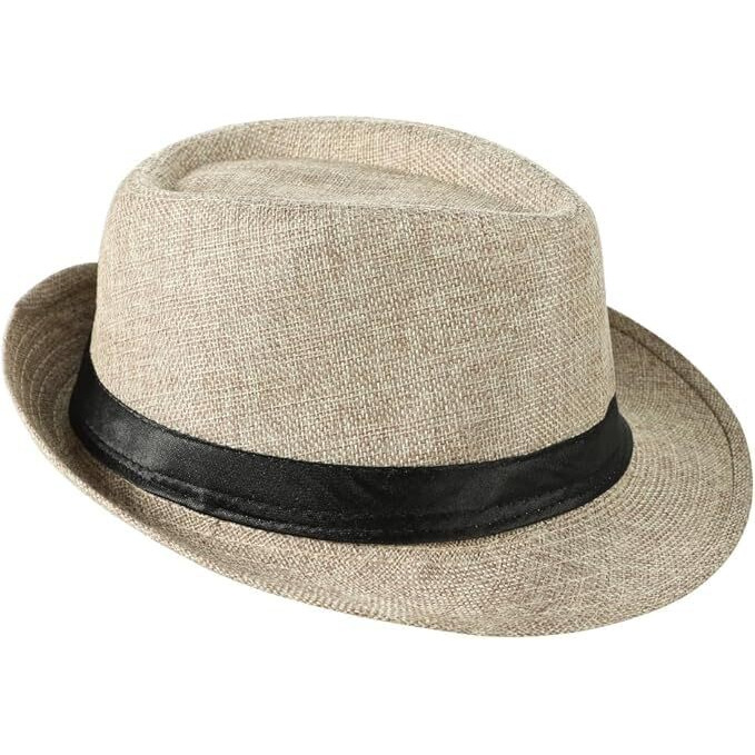 Clothera Fashion Straw Fedora/Trilby Summer Jute Hat For Men Beige, Free Size