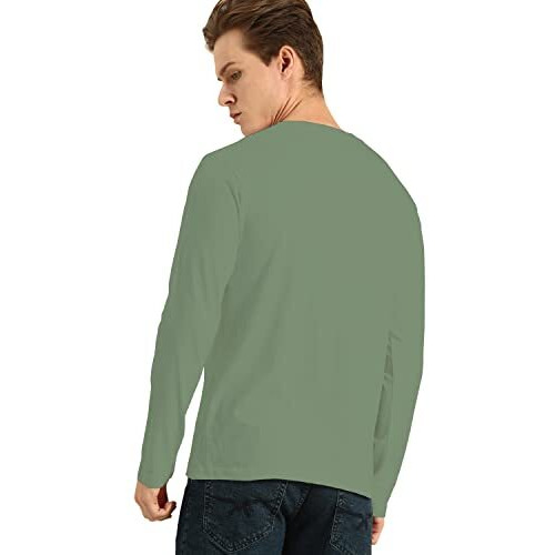 London Hills Cotton Printed Men Round Neck Full Sleeve Green Regular Fit-Shirt, Large.