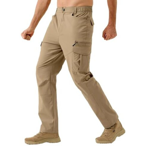 Toplot Men's Functional Straight-Fit Cargo Pants (Men-Zip-Cargo-5216-Gold-32)