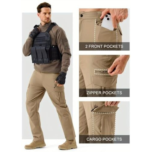 Toplot Men's Functional Straight-Fit Cargo Pants (Men-Zip-Cargo-5216-Gold-32)