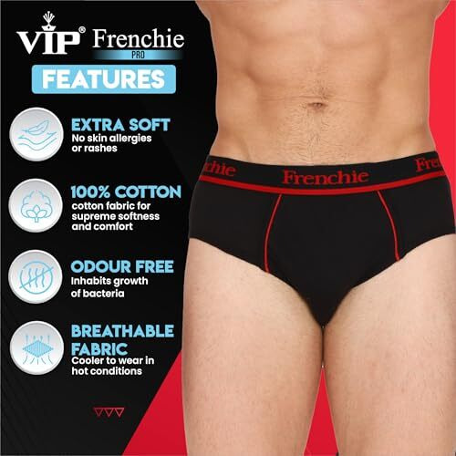 Vip Frenchie Men's Cotton Briefs (Pack Of 6) (Pro_6_Asstd_95_Color May Vary_95 Cm)
