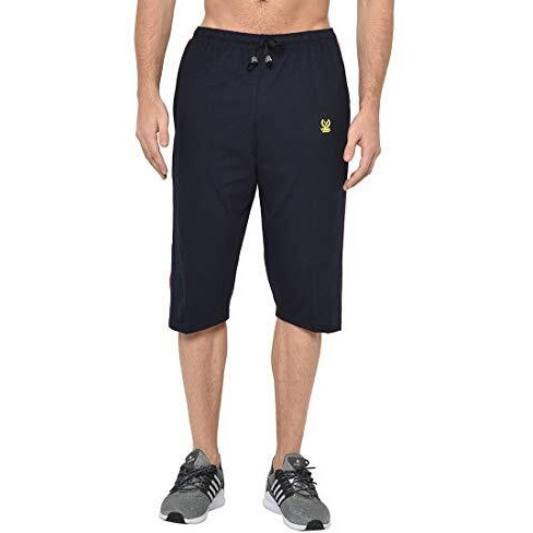Vimal Jonney Cotton Blended Regular Fit Navy Blue 3/4Th Capri For Men-C1_Navy0001_L