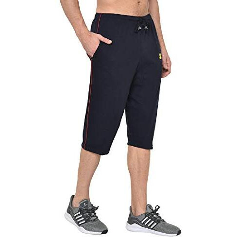 Vimal Jonney Cotton Blended Regular Fit Navy Blue 3/4Th Capri For Men-C1_Navy0001_L