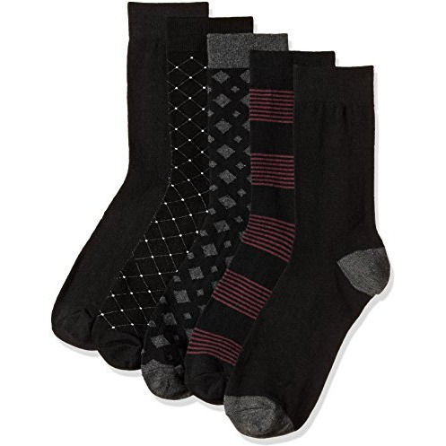 Amazon Brand - Symbol Men's Cotton Blend Long Socks (Socks11_Multicolor 2_Free Size) (Combo Pack Of 5)