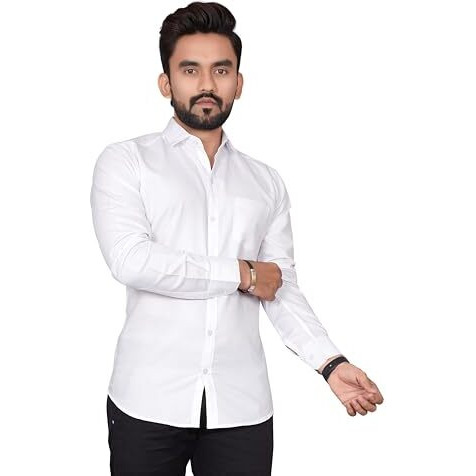 Besix Full Sleeve White Formal Shirt For Men Cotton Regular Fit Casual - Pure Premium Branded Shirts For Men Formal Stylish Slim Plain Solid Man Wear As Office And Party, Pack Of 1