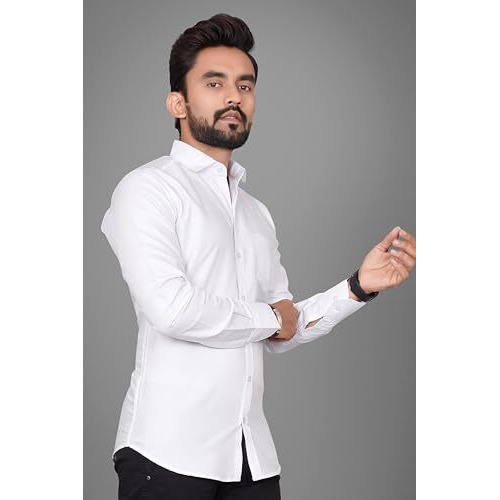 Besix Full Sleeve White Formal Shirt For Men Cotton Regular Fit Casual - Pure Premium Branded Shirts For Men Formal Stylish Slim Plain Solid Man Wear As Office And Party, Pack Of 1