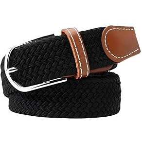 Simpl Living Canvas Elastic Braided Woven Stretch Fabric Casual Belt For Men And Women (Black, Fits Upto 40" Waist)