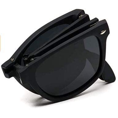 Usjones Unisex Square Uv400 Protection Folding Black Non-Polarized Sunglasses - Pack Of 1 (Medium)