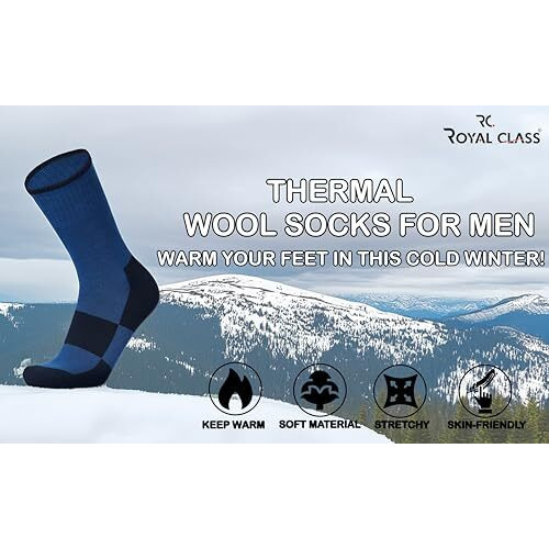 Rc. Royal Class Thermal Socks For Men Thick Heavy Duty Cushioned Towel Woolen Socks, Calf Length Warm Winter Wear Hi-Performance Socks, Pack Of 4 Pairs, Free Size, Multicolored