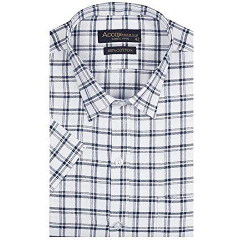 Accox Men's Half Sleeves Formal Regular Fit Cotton Check Shirt(Multi,Go547_42)