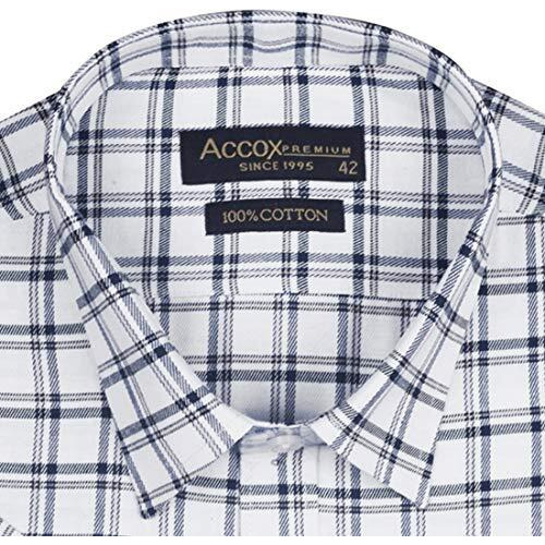 Accox Men's Half Sleeves Formal Regular Fit Cotton Check Shirt(Multi,Go547_42)
