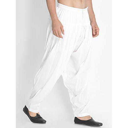 Vastramay Men's White Cotton Blend Pyjama || Patiala Style Salwar Pyjama With Superior Relax Fit I Soft Comfortable Feel | Ethnic Wear For Festivals Weddings Collection For Men