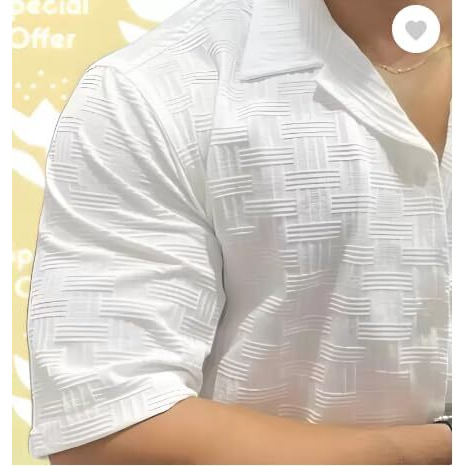 Funky Rich Funkyrich Textured Popcorn Shirts For Men || Casual Shirt For Men || Shirt For Men|| Men Stylish Half Sleeve Shirt || Men Fancy Shirt (In, Alpha, L, White)