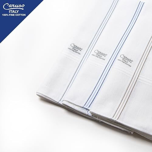 Caruso Italy White Cotton Handkerchiefs For Men | Classic Design, Soft & Durable | Pack Of 6, 44X44 Cm