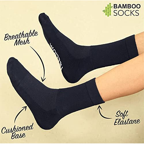 Heelium Bamboo Crew Socks For Men | Formal & Office Socks | Odour Free & Cushioned Base | 3X Softer Than Regular Socks, Black