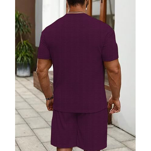 Vogaan Men's Pyjama Set || T-Shirt And Shorts Set For Men || Night Wear For Men || Night Suit For Men (Purple_M-40)