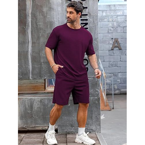 Vogaan Men's Pyjama Set || T-Shirt And Shorts Set For Men || Night Wear For Men || Night Suit For Men (Purple_M-40)