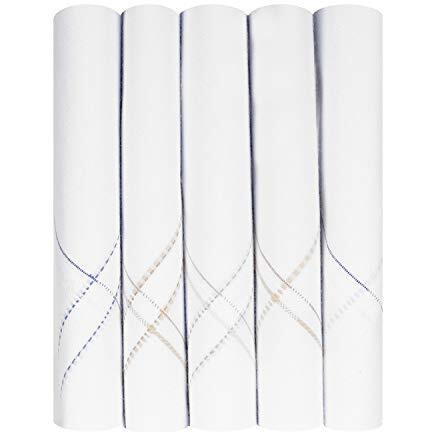 Caruso Italy Men's Luxury 100% Pure Cotton Casual Style Handkerchief White Base With Colored Border - Pack Of 5