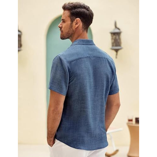 Lymio Regular Fit Shirt For Men|| Men Stylish Regular Fit Shirt (Resort-Slub) (In, Alpha, L, Blue)