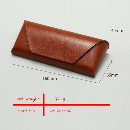 Gozaqe Eyeglass Case,Unisex Semi Foldable Sunglasses Cases Hard Shell For Men/Women, Pu Leather Eyeglass Box,Lightweight(Brown)