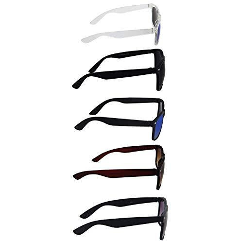 Silver Kartz Men's Women's Unisex Non Polarized Uv Protected Black Multi Color Plastic Aviator Sunglass Set Of 5