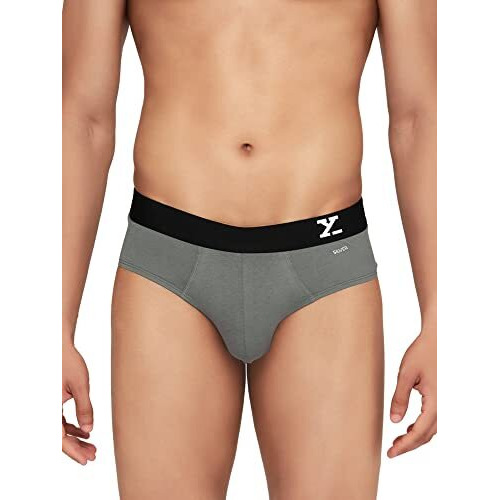 Xyxx Cotton Regular Solid (Pack Of 2) (Aero Briefs For Men_Black+Frost Grey_L)