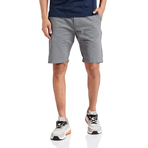Amazon Brand - Symbol Men's Regular Fit Cotton Shorts (Ss17Trs11-04_Grey_32)