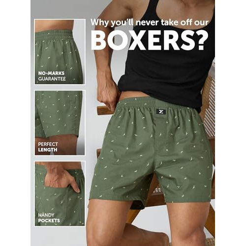 Xyxx Men Combed Cotton Inner Boxers, Relaxed Fit, Printed, Pack Of 1, Xybox107M, Wings Green, M