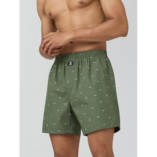 Xyxx Men Combed Cotton Inner Boxers, Relaxed Fit, Printed, Pack Of 1, Xybox107M, Wings Green, M