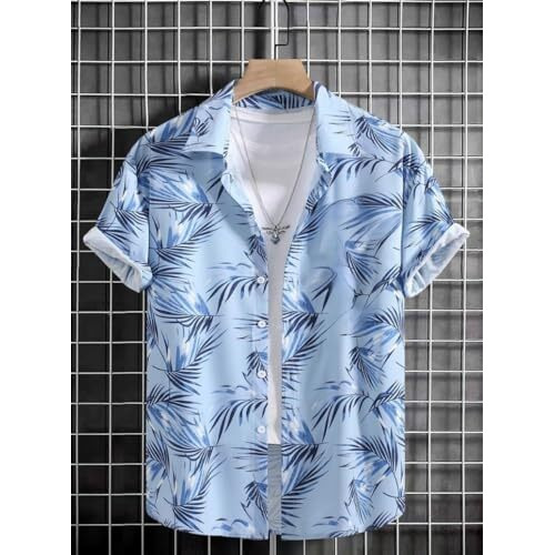 Dhruvi Trendz Mens Rayon Men's Casual Shirt Regular Fit Western (Dt-Ms-6093_Blue_L)
