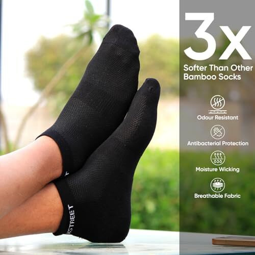 The Sock Street Bamboo Socks For Men | Ankle Length Low Cut Premium Material | Odour-Free, Breathable & Durable | Padded Base & Anti-Bacterial | 3X Softer Than Cotton Socks | Pack Of 3 | Multi