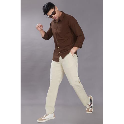 Divisive Men's Relaxed Fit Cotton Linen Trousers (Dpt8_32_Ivory)