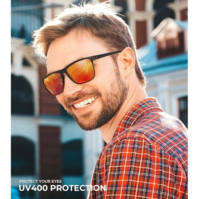 Rocf Rossini 3 Pack Polarized Sunglasses For Men Lightweight Sun Glasses With Uv Protection For Driving Fishing Golf (Black+Ice Blue+Red),Rectangular