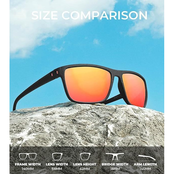 Rocf Rossini 3 Pack Polarized Sunglasses For Men Lightweight Sun Glasses With Uv Protection For Driving Fishing Golf (Black+Ice Blue+Red),Rectangular