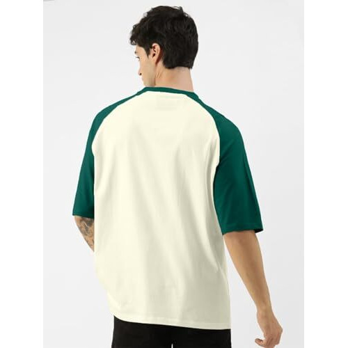 Veirdo 100% Pure Cotton Round Neck Cool Front Chest Typographic Logo Printed Raglan Sleeve T-Shirt For Men & Boys (Os_Vr_Sw_Bg_M)