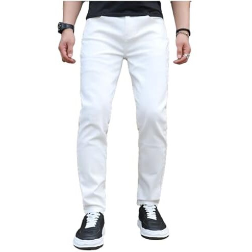 Ben Martin Men's Regular Fit Stretchable 32 Size White Cotton Denim High Rise Jeans Pant For Men, Jj3-18