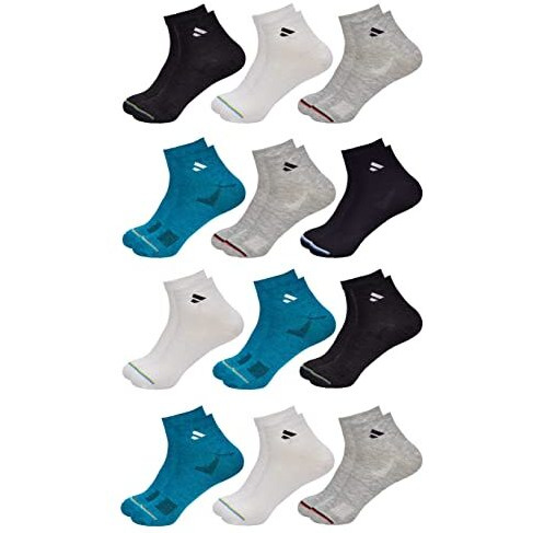 Sjeware Polyester 12 Pairs Men And Women Ankle Length Socks Free Size Multicolor (Pack Of 12)