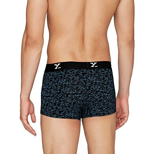 Xyxx Men's Modal Modern Stretch Trunks (Pack Of 3) (Xytrnk_R5_03_Camo Blue & Orange+Lightning Bolt+Yoga Pet_L)