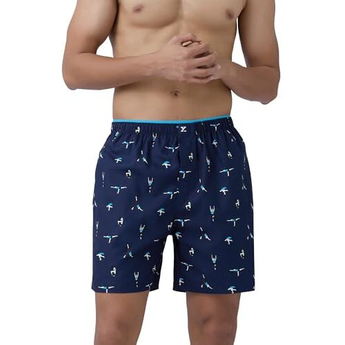 Xyxx Men's Cotton Boxer Shorts (Pack Of 1) (Xybox52L_Yoga_Dark Blue_L)