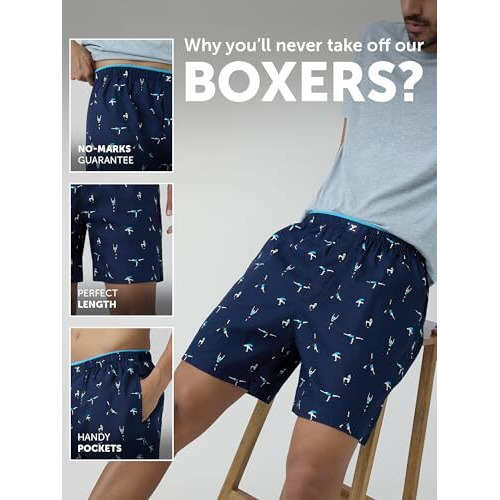 Xyxx Men's Cotton Boxer Shorts (Pack Of 1) (Xybox52L_Yoga_Dark Blue_L)