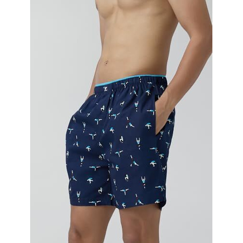 Xyxx Men's Cotton Boxer Shorts (Pack Of 1) (Xybox52L_Yoga_Dark Blue_L)